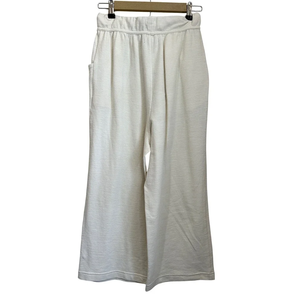 Free People Free-est Cream Textured Wide Leg Crop Drawstring Pants XS OB2241885
